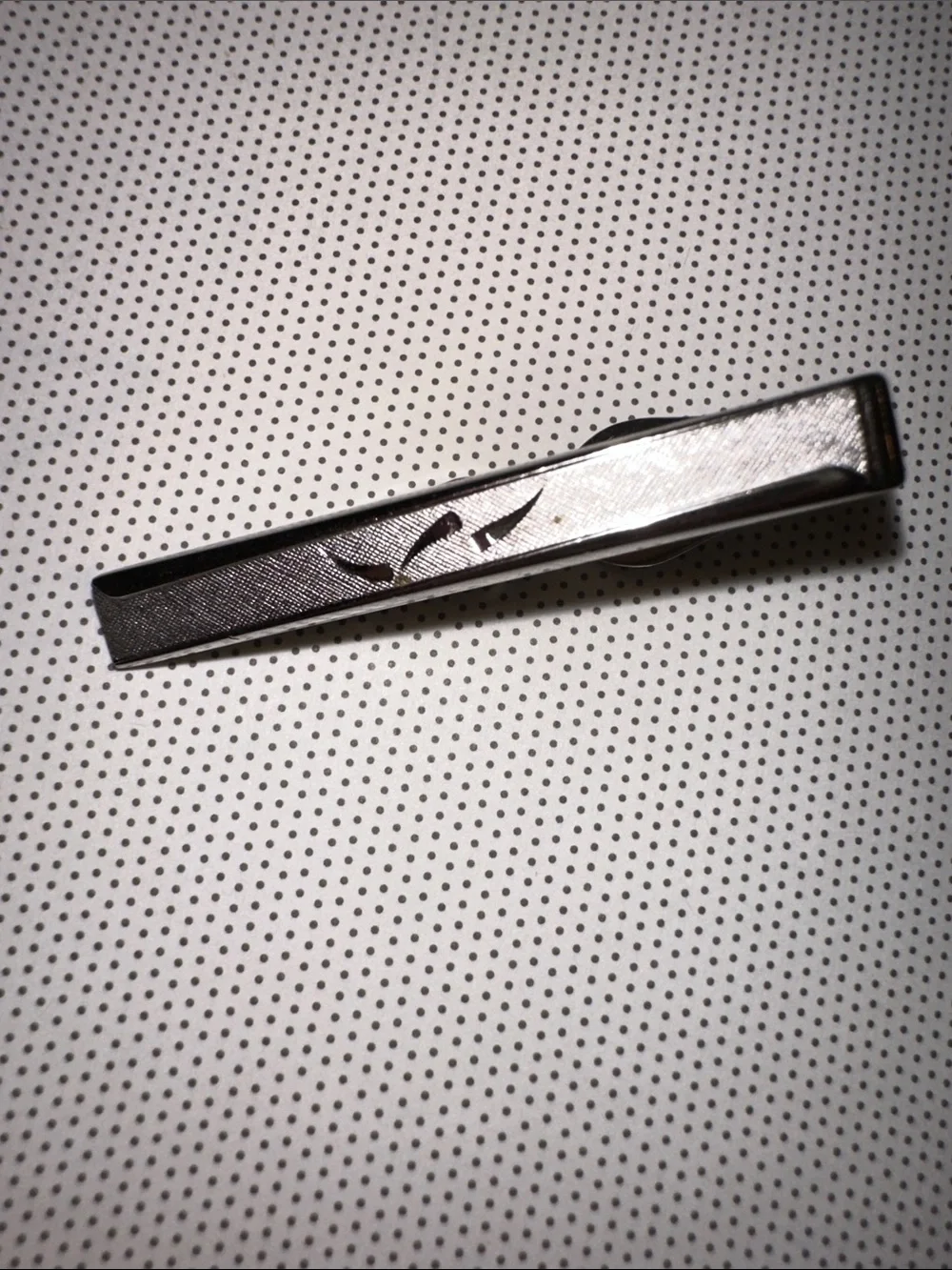 Vintage Swank Silver Tone Tie Clip with Subtle‎ Leaf Engraving